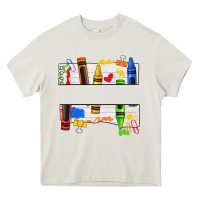 Cream custom teacher name crayon Heavy Core Tee - texasbilliewilder