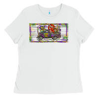 White Mardi Gras Truck And Fleur De Lis Crawfish Ladies Tee - RanaPortraitStore