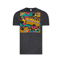 Vintage Black school bus and leopar seamless pattern Vintage Tee - BundleAndBundleShop