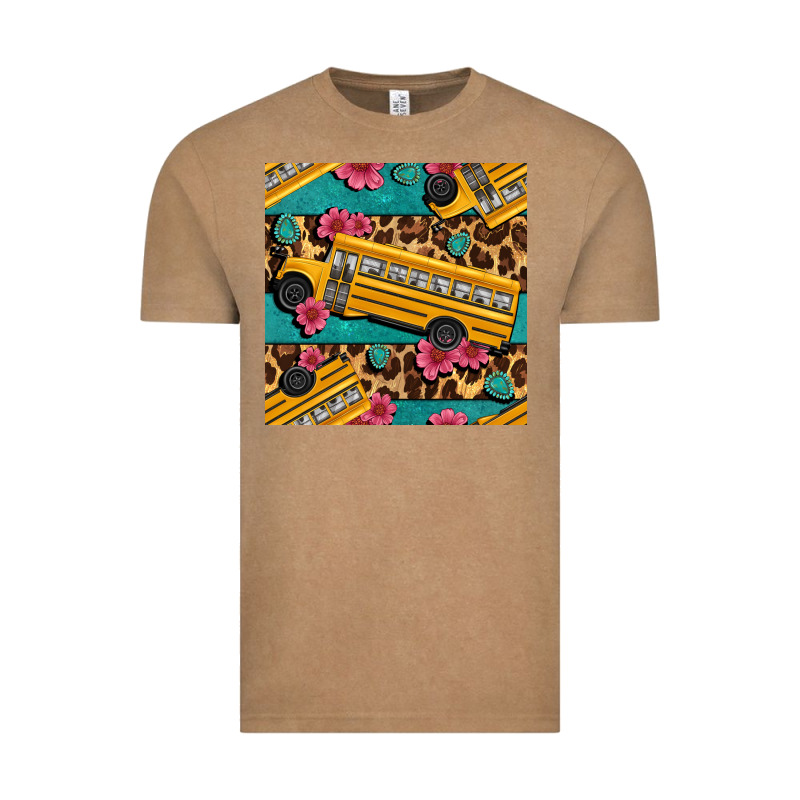 School Bus And Leopar Seamless Pattern Vintage Tee by BundleAndBundleShop | Teevron