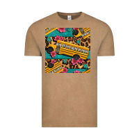 Vintage Coffee school bus and leopar seamless pattern Vintage Tee - BundleAndBundleShop