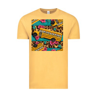 Vintage Mustard school bus and leopar seamless pattern Vintage Tee - BundleAndBundleShop