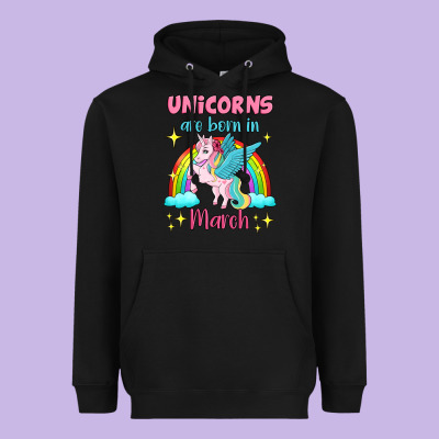 Unicorns Are Born In March Heavyweight Hoodie Designed By Jasminsmagicworld