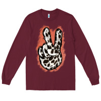 Burgundy Dalmatians Skin Peace Sign Long Sleeve Tee - Jasminsmagicworld