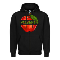 Black teacher life with apple Zipper Hoodie - NancyCooperArtShop