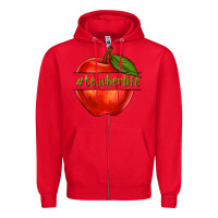 Red teacher life with apple Zipper Hoodie - NancyCooperArtShop