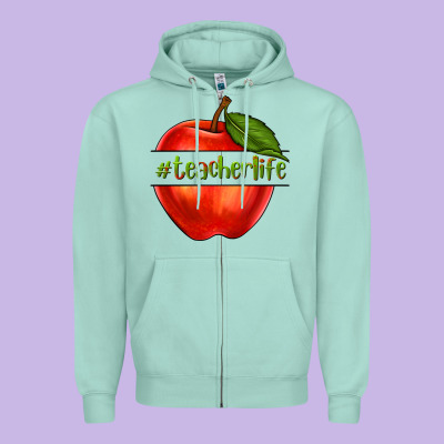 Teacher Life With Apple Zipper Hoodie Designed By Nancycooperartshop