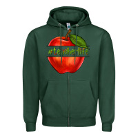 Sports Green teacher life with apple Zipper Hoodie - NancyCooperArtShop