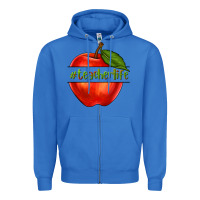 True Royal teacher life with apple Zipper Hoodie - NancyCooperArtShop