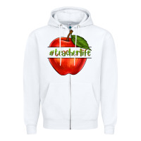 White teacher life with apple Zipper Hoodie - NancyCooperArtShop