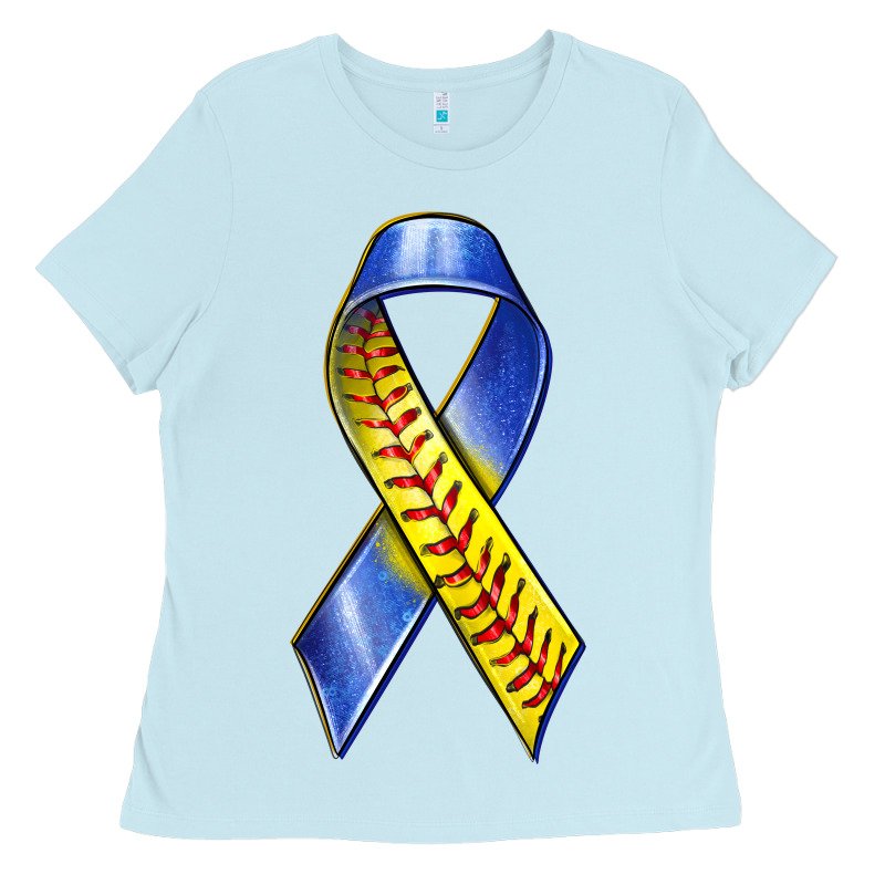Down Syndrome Ribbon Softball Ladies Tee by texasbilliewilder | Teevron