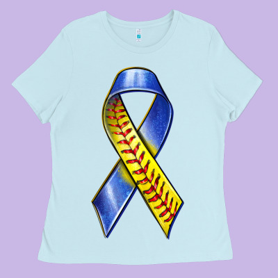Ladies Tee down syndrome ribbon softball