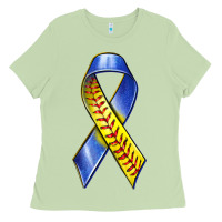 Matcha down syndrome ribbon softball Ladies Tee - texasbilliewilder