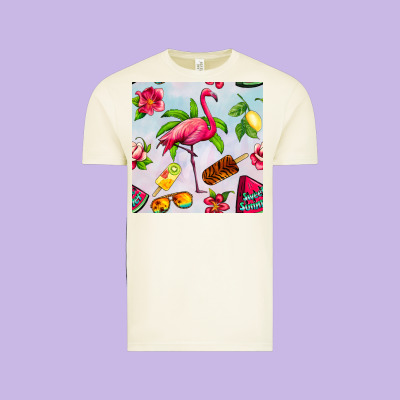 Sweet Summer Flamingo Seamless Pattern Vintage Tee Designed By Bundleandbundleshop