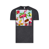 Vintage Black sweet summer flamingo seamless pattern Vintage Tee - BundleAndBundleShop