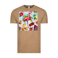 Vintage Coffee sweet summer flamingo seamless pattern Vintage Tee - BundleAndBundleShop