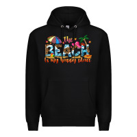Black the beach is my happy place Premium Hoodie - NancyCooperArtShop