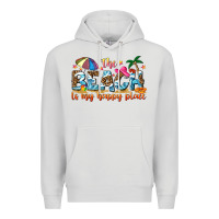 Dove Grey the beach is my happy place Premium Hoodie - NancyCooperArtShop