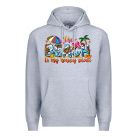 Heather Grey the beach is my happy place Premium Hoodie - NancyCooperArtShop