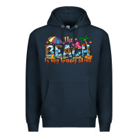Navy the beach is my happy place Premium Hoodie - NancyCooperArtShop