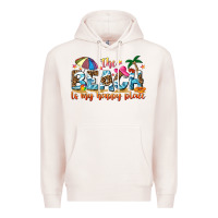 Pale Pink the beach is my happy place Premium Hoodie - NancyCooperArtShop