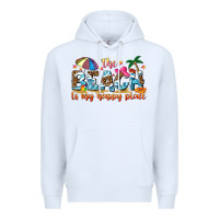 White the beach is my happy place Premium Hoodie - NancyCooperArtShop