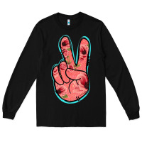 Black Pink Floral Glitter Peace Sign Long Sleeve Tee - Jasminsmagicworld