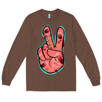 Chestnut Pink Floral Glitter Peace Sign Long Sleeve Tee - Jasminsmagicworld