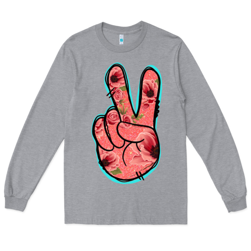 Pink Floral Glitter Peace Sign Long Sleeve Tee by Jasminsmagicworld | Teevron