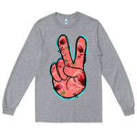 Heather Grey Pink Floral Glitter Peace Sign Long Sleeve Tee - Jasminsmagicworld