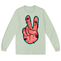 Matcha Pink Floral Glitter Peace Sign Long Sleeve Tee - Jasminsmagicworld