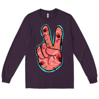 Plum Pink Floral Glitter Peace Sign Long Sleeve Tee - Jasminsmagicworld