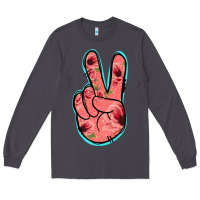 Smoke Pink Floral Glitter Peace Sign Long Sleeve Tee - Jasminsmagicworld