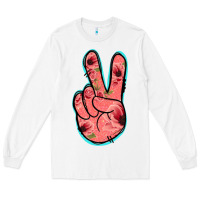 White Pink Floral Glitter Peace Sign Long Sleeve Tee - Jasminsmagicworld