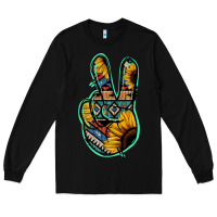 Black Aztec Sunflower Peace Sign Long Sleeve Tee - Jasminsmagicworld