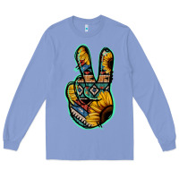 Colony Blue Aztec Sunflower Peace Sign Long Sleeve Tee - Jasminsmagicworld