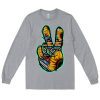 Heather Grey Aztec Sunflower Peace Sign Long Sleeve Tee - Jasminsmagicworld
