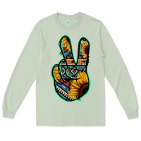 Matcha Aztec Sunflower Peace Sign Long Sleeve Tee - Jasminsmagicworld