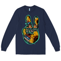 Navy Aztec Sunflower Peace Sign Long Sleeve Tee - Jasminsmagicworld