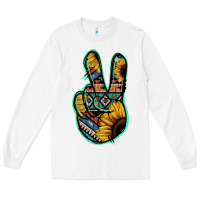 White Aztec Sunflower Peace Sign Long Sleeve Tee - Jasminsmagicworld