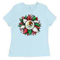 Baby Blue Christmas sunflower Mexican flag Ladies Tee - JahusDesignShop