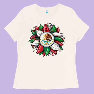 Christmas Sunflower Mexican Flag Ladies Tee Designed By Jahusdesignshop