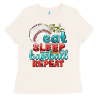 Bone eat sleep baseball repeat Ladies Tee - texasbilliewilder