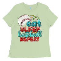 Matcha eat sleep baseball repeat Ladies Tee - texasbilliewilder