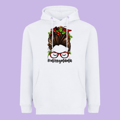 Christmas Merry Mama Heavyweight Hoodie Designed By Jasminsmagicworld