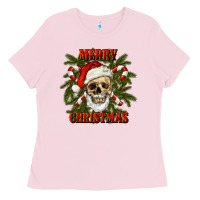 Bubblegum Pink Merry Christmas Ladies Tee - RanaPortraitStore