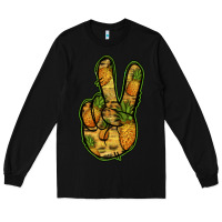 Black Pineapple Peace Sign Long Sleeve Tee - Jasminsmagicworld