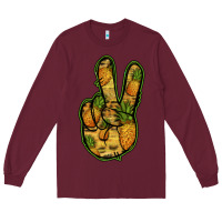 Burgundy Pineapple Peace Sign Long Sleeve Tee - Jasminsmagicworld