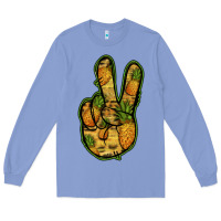 Colony Blue Pineapple Peace Sign Long Sleeve Tee - Jasminsmagicworld