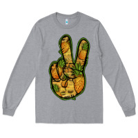 Heather Grey Pineapple Peace Sign Long Sleeve Tee - Jasminsmagicworld